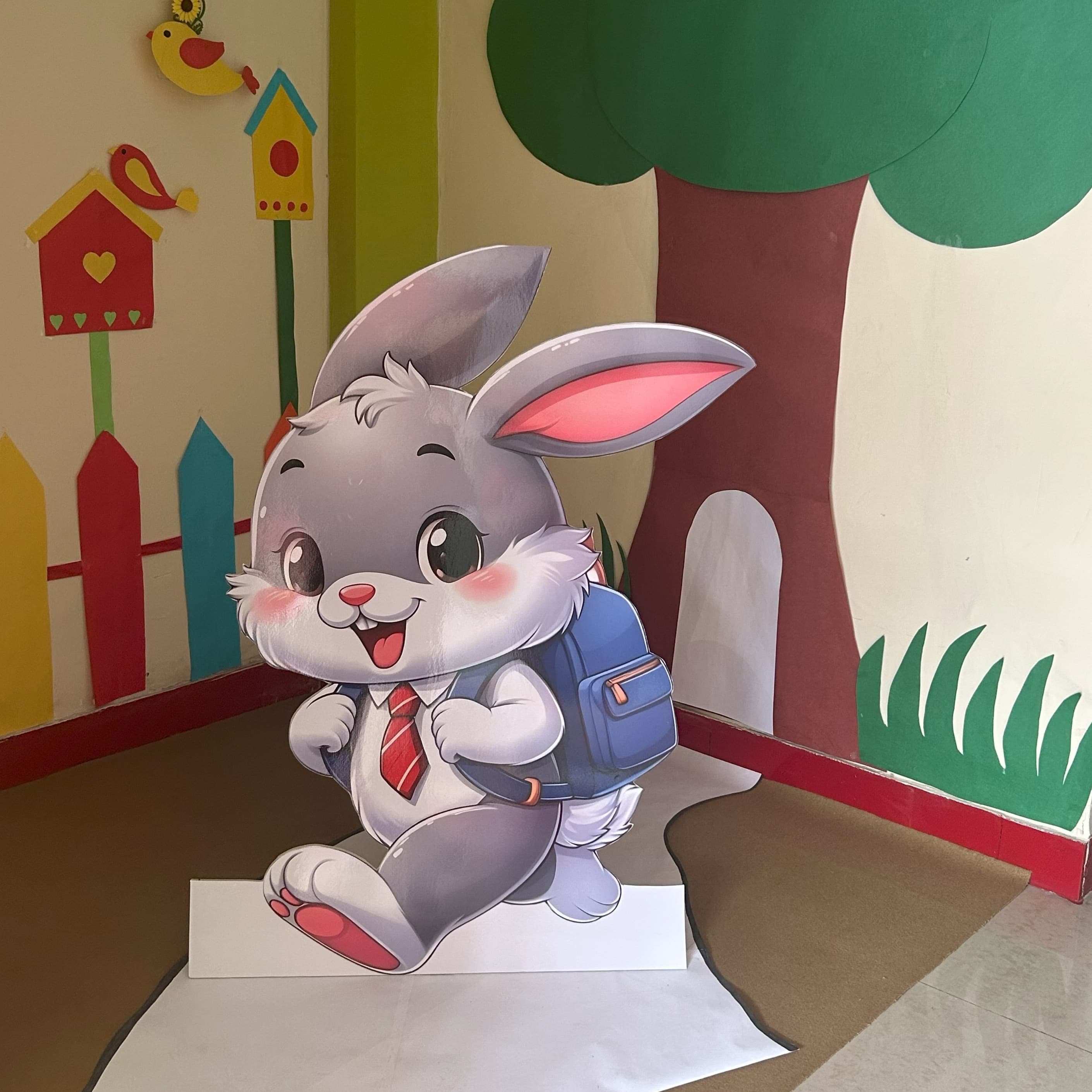 Bright Rabbit mascot welcoming preschool families